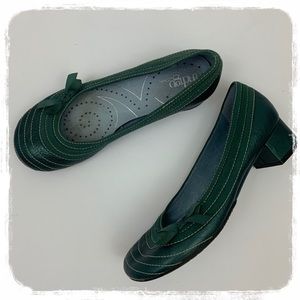 Indigo Clarks Green Leather Block Heel Shoes 7.5